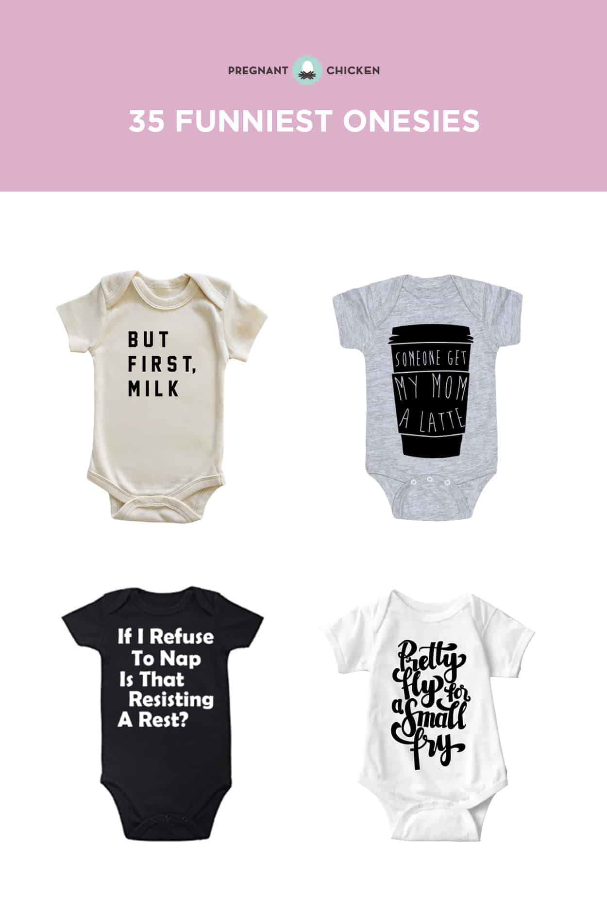 35 Funny Onesies That Tell It Like It Is - Pregnant Chicken - Free Printable Onesies