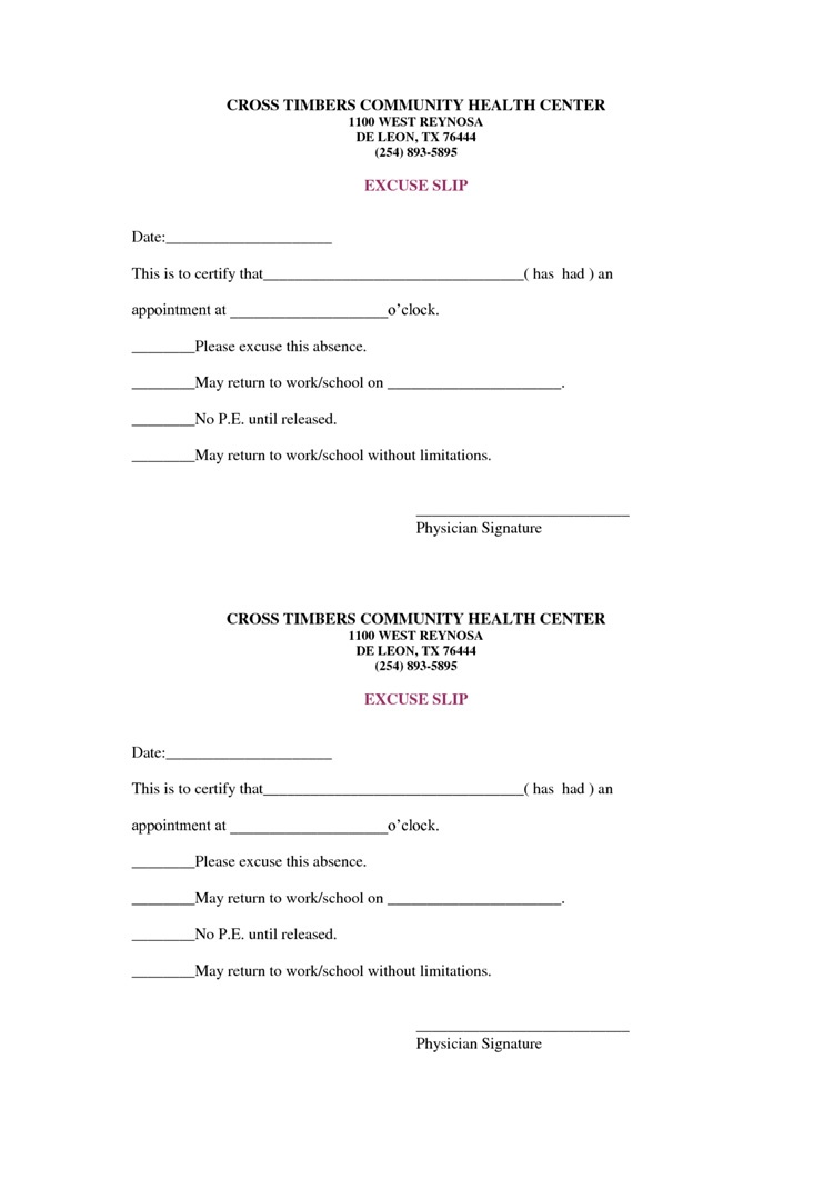 36 Free Fill-In-Blank Doctors Note Templates (For Work &amp;amp; School) - Free Printable Doctors Note