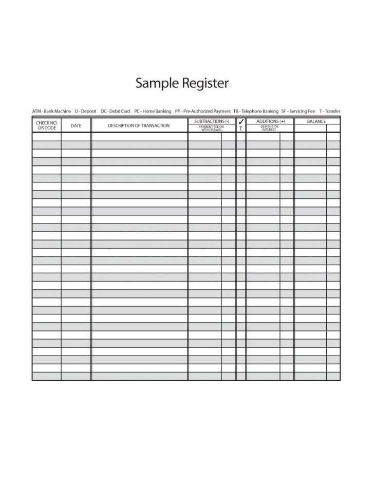 Free Printable Check Register