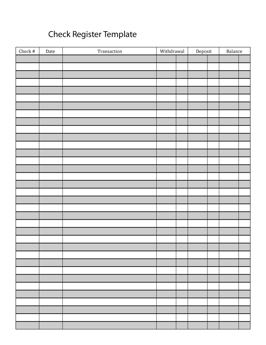 37 Checkbook Register Templates [100% Free, Printable] ᐅ Template Lab - Free Printable Check Register Templates