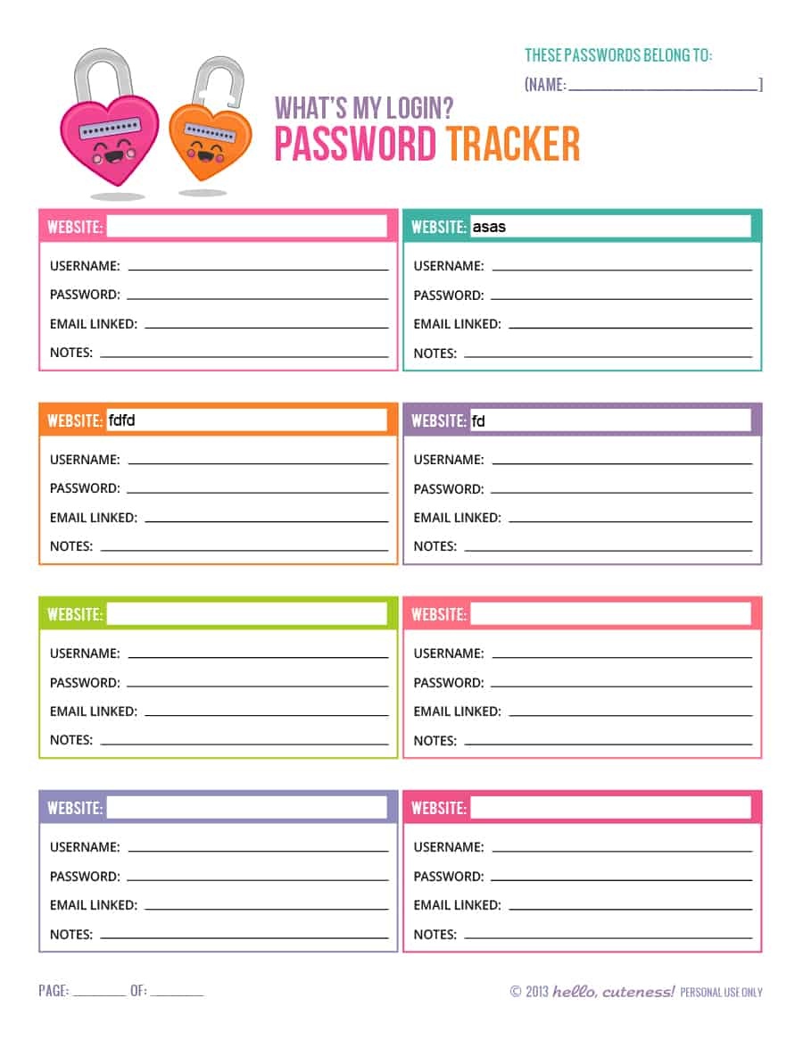 39 Best Password List Templates (Word, Excel &amp;amp; Pdf) ᐅ Template Lab - Free Printable Password List