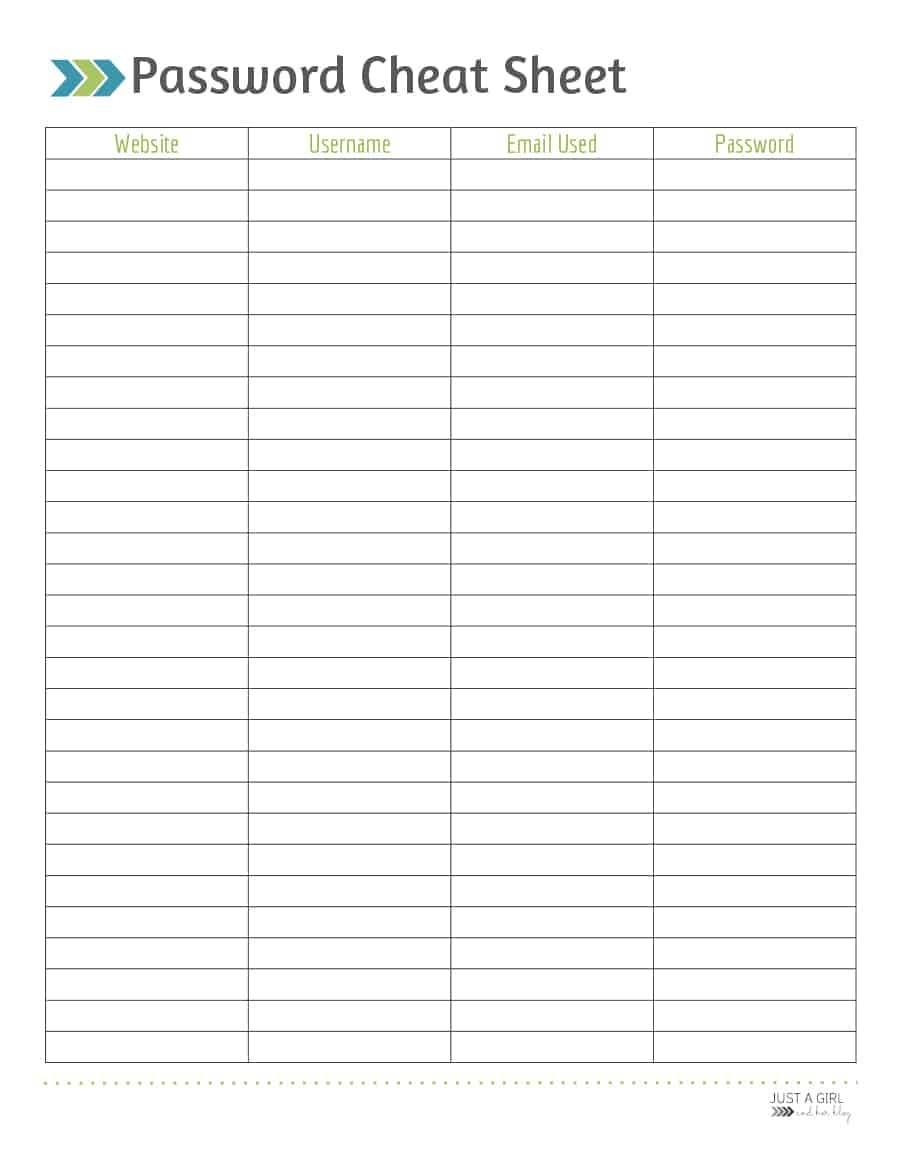 39 Best Password List Templates (Word, Excel &amp;amp; Pdf) ᐅ Template Lab - Free Printable Password Sheet