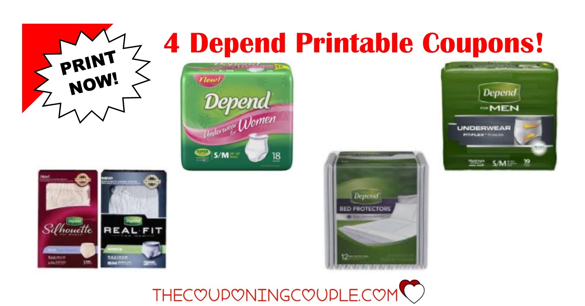 4 Depend Printable Coupons ~ $8 In Savings! Print Now! - Depends Coupons Free Printable 2018