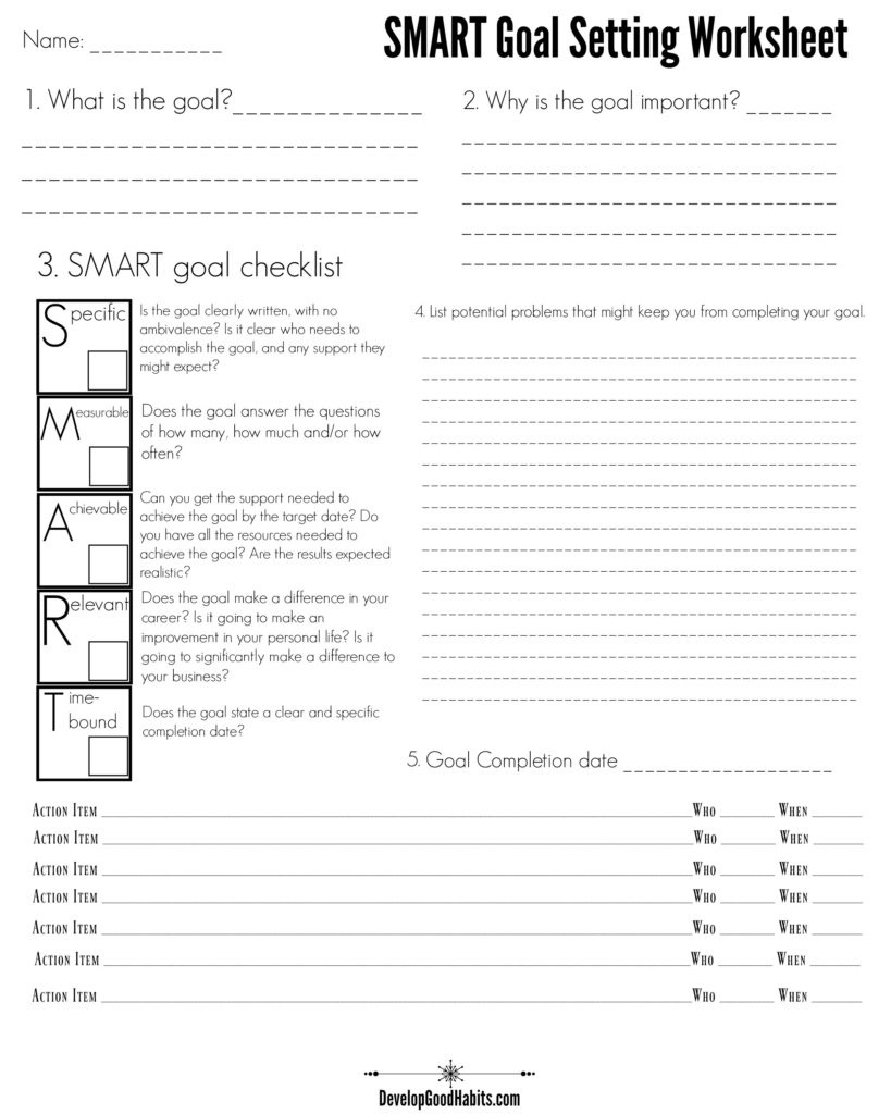 4 Free Goal Setting Worksheets – 4 Goal Templates To Manage Your Life - Free Printable Goal Setting Worksheets For Students