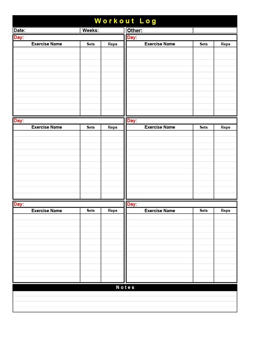 free printable workout log sheets free printable