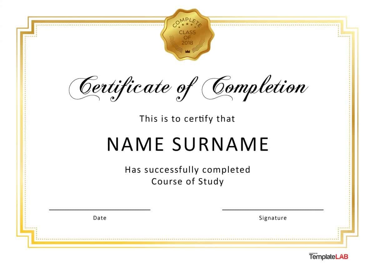 40 Fantastic Certificate Of Completion Templates [Word, Powerpoint] - Free Printable Certificate Of Completion