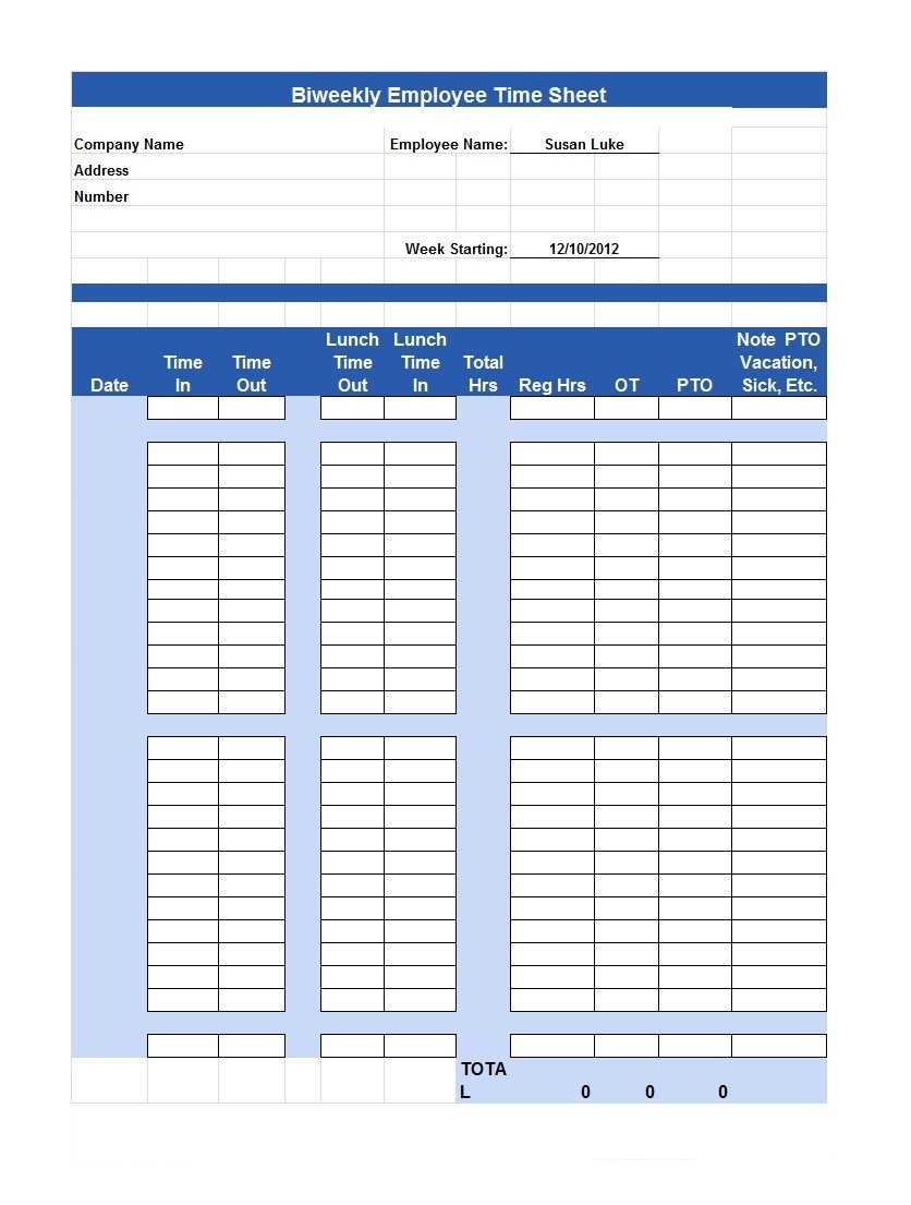 40 Free Timesheet / Time Card Templates ᐅ Template Lab - Free Printable Time Cards