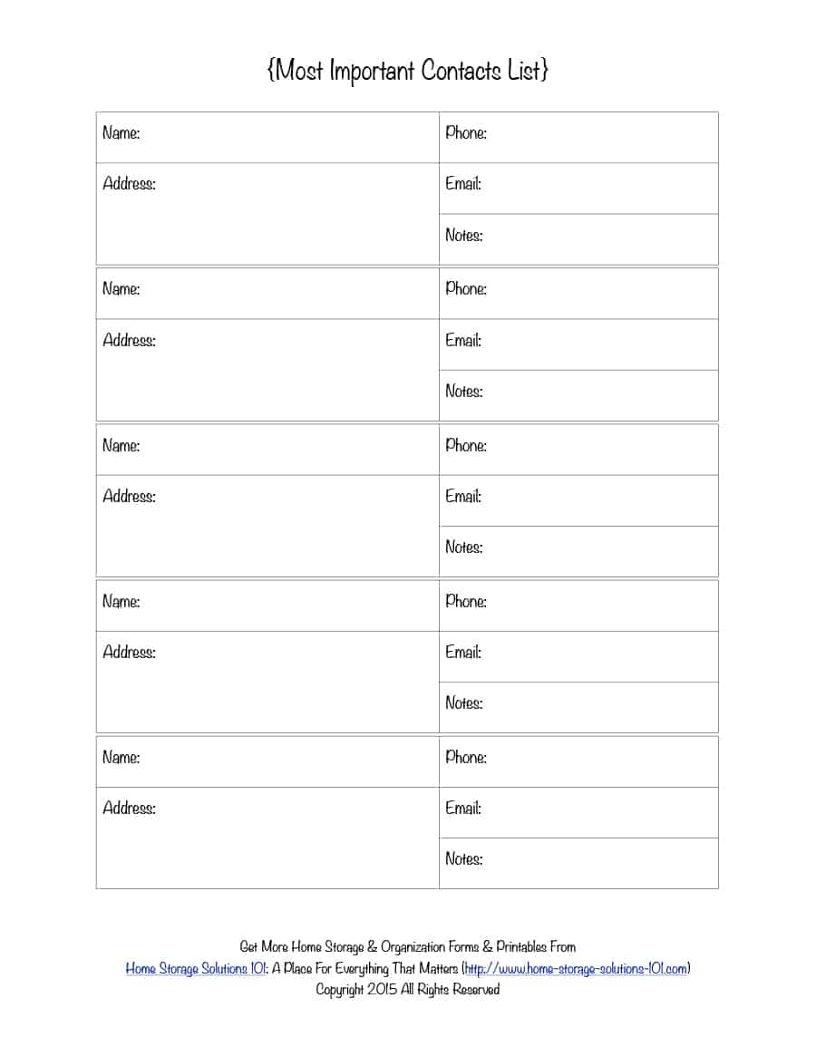 40 Phone &amp;amp; Email Contact List Templates [Word, Excel] ᐅ Template Lab - Free Printable Contact List