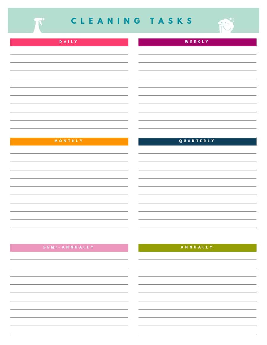 40 Printable House Cleaning Checklist Templates ᐅ Template Lab - Free Printable Daily Cleaning Checklist