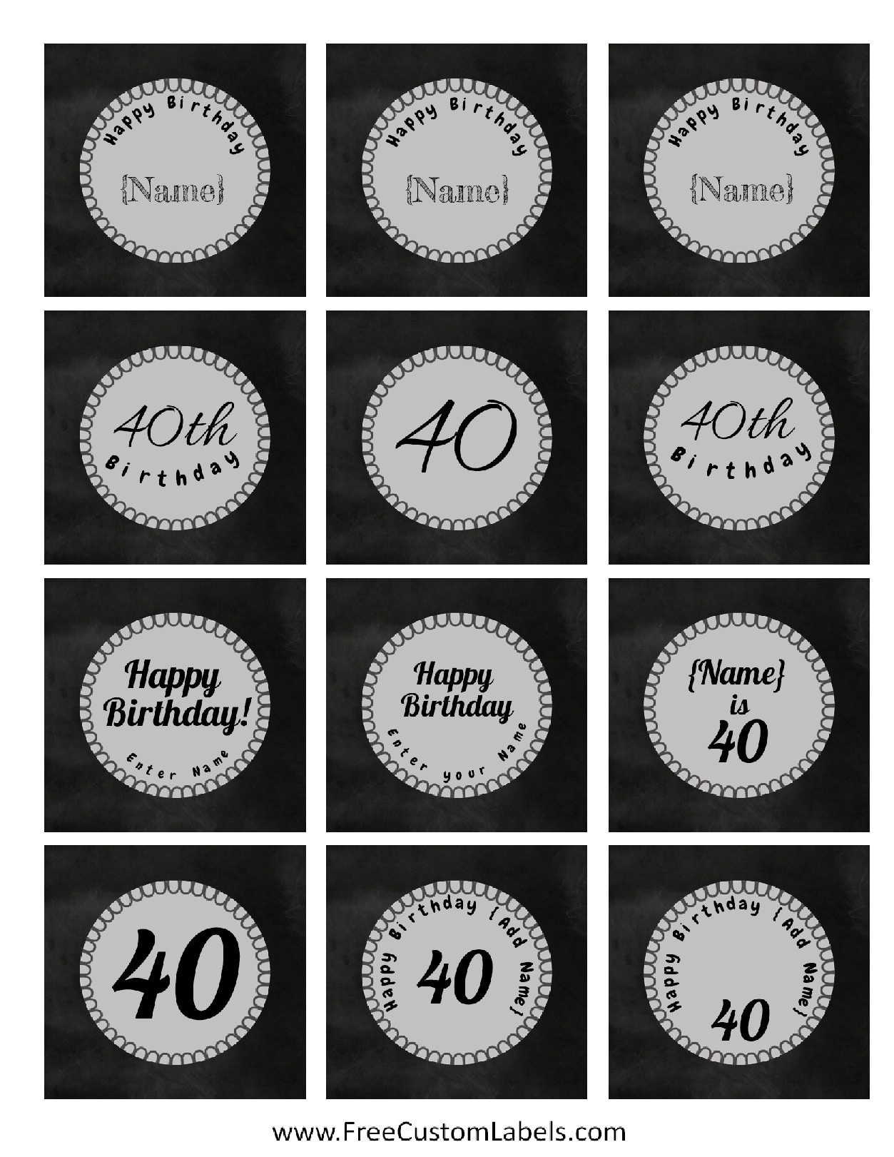 40Th Birthday Cupcake Toppers - Free &amp;amp; Customizable - 40Th Birthday Free Printables