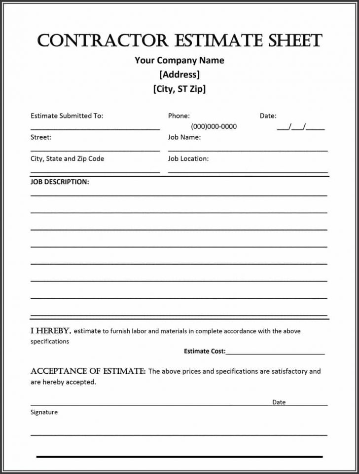 Free Printable Job Quote Forms