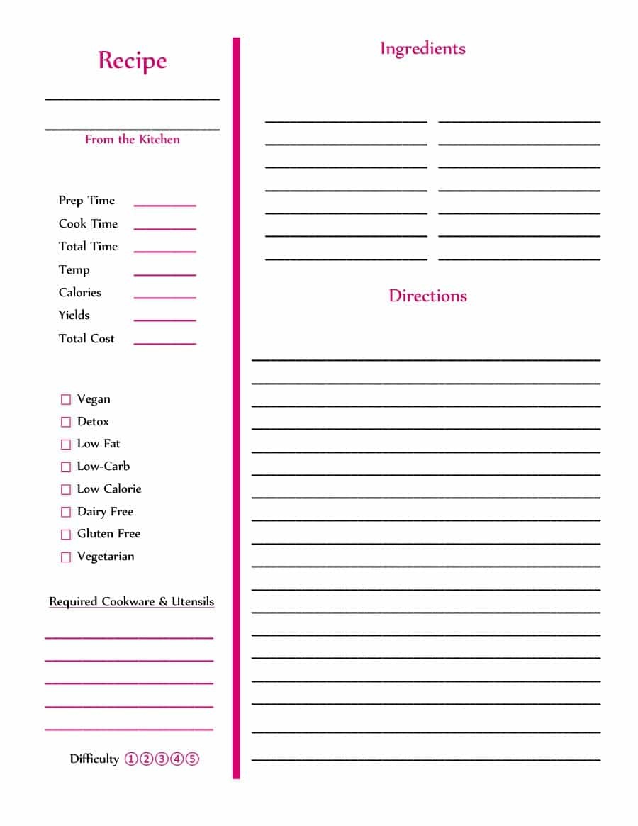 44 Perfect Cookbook Templates [+Recipe Book &amp; Recipe Cards] - Free Recipe Book Templates Printable