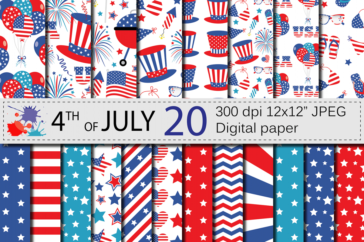 4Th Of July Digital Paper / Usa Independence Day Backgrounds - Free Printable Patriotic Scrapbook Paper