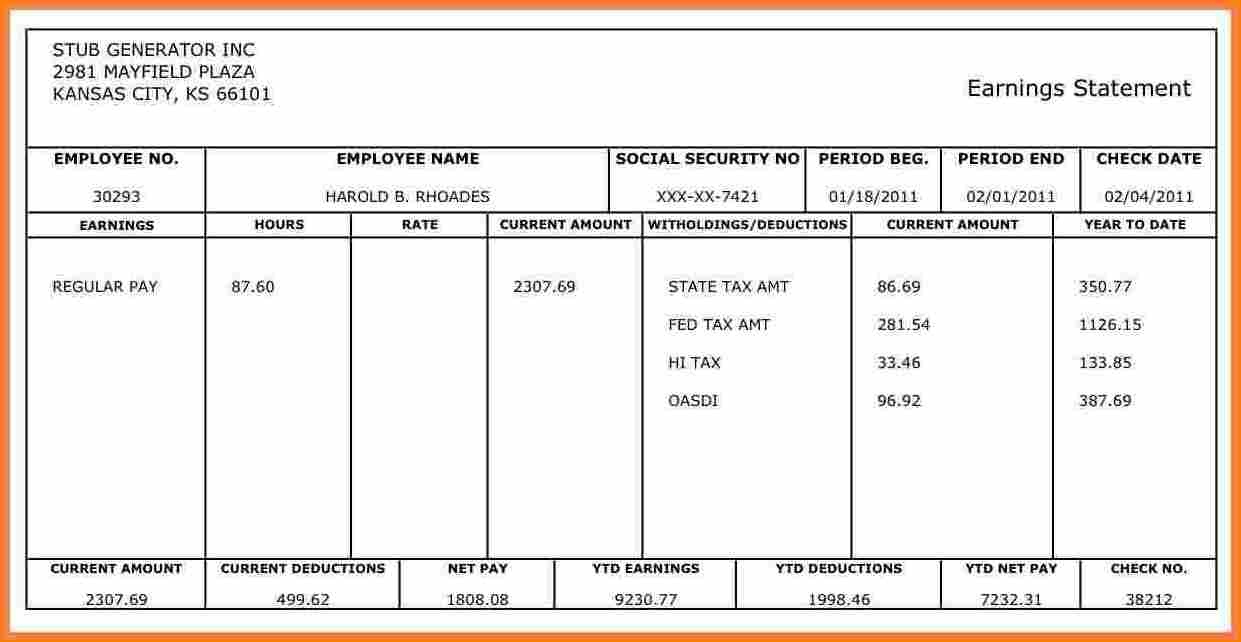 5+ 1099 Pay Stub Template Free | Secure Paystub - Free Printable Paycheck Stubs