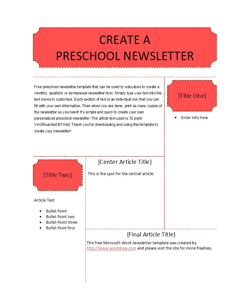 50 Creative Preschool Newsletter Templates (+Tips) ᐅ Template Lab - Free Printable Kindergarten Newsletter Templates