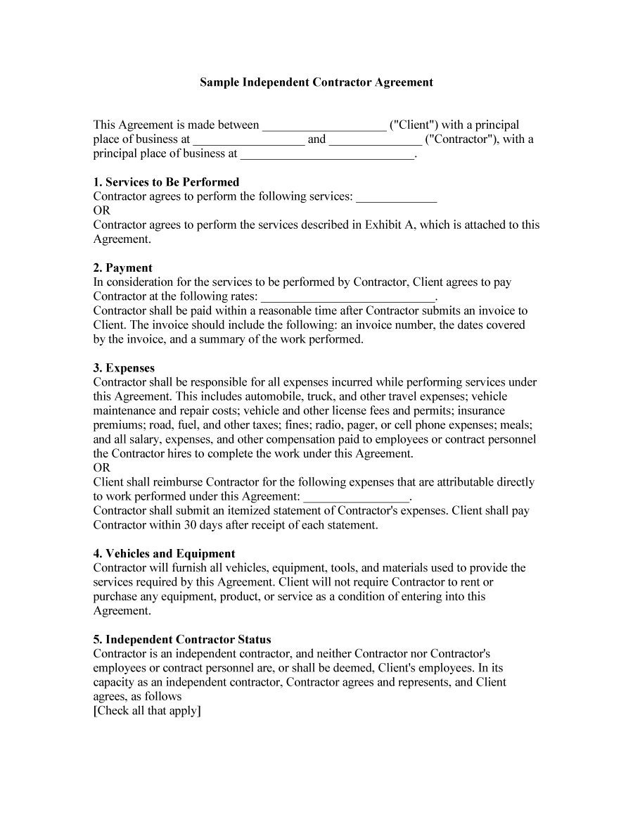 50+ Free Independent Contractor Agreement Forms &amp;amp; Templates - Free Printable Independent Contractor Agreement