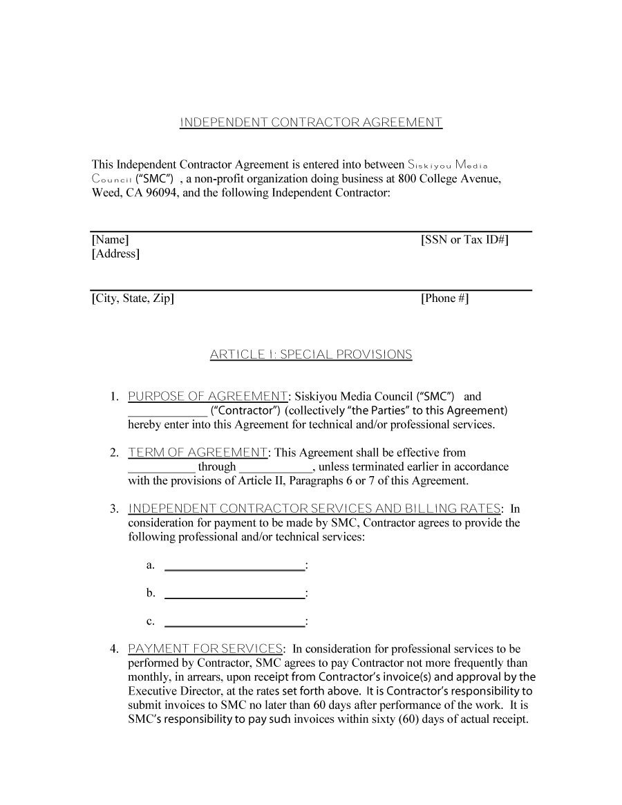 50+ Free Independent Contractor Agreement Forms &amp; Templates - Free Printable Independent Contractor Agreement