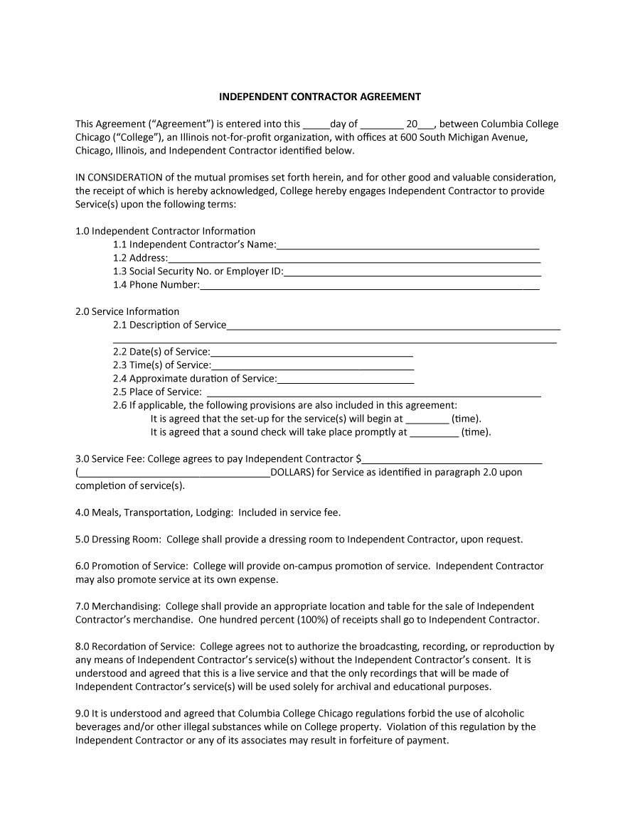 50+ Free Independent Contractor Agreement Forms &amp; Templates - Free Printable Service Contract Forms
