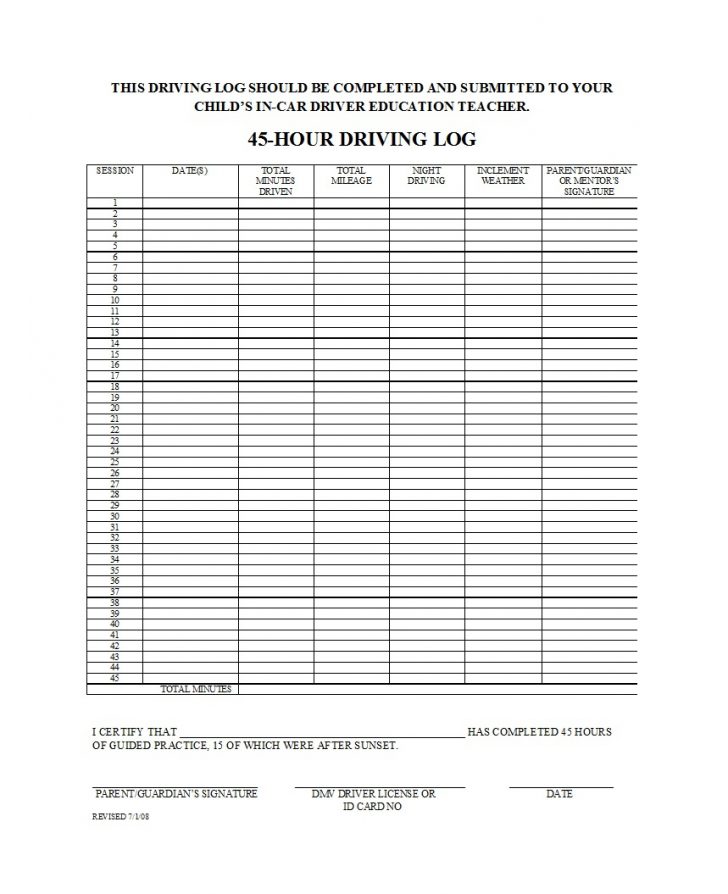 50 Printable Driver's Daily Log Books [Templates & Examples] - Free ...