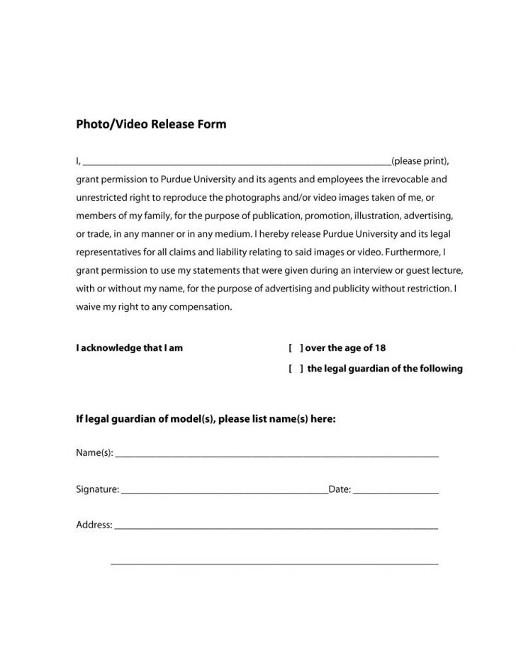 Free Printable Photo Release Form