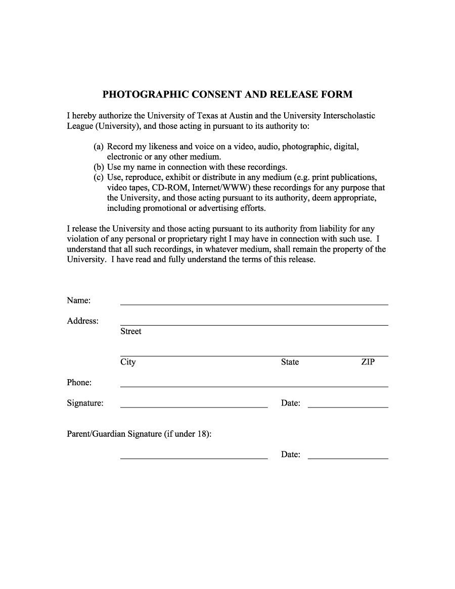 53 Free Photo Release Form Templates [Word, Pdf] ᐅ Template Lab - Free Printable Print Release Form