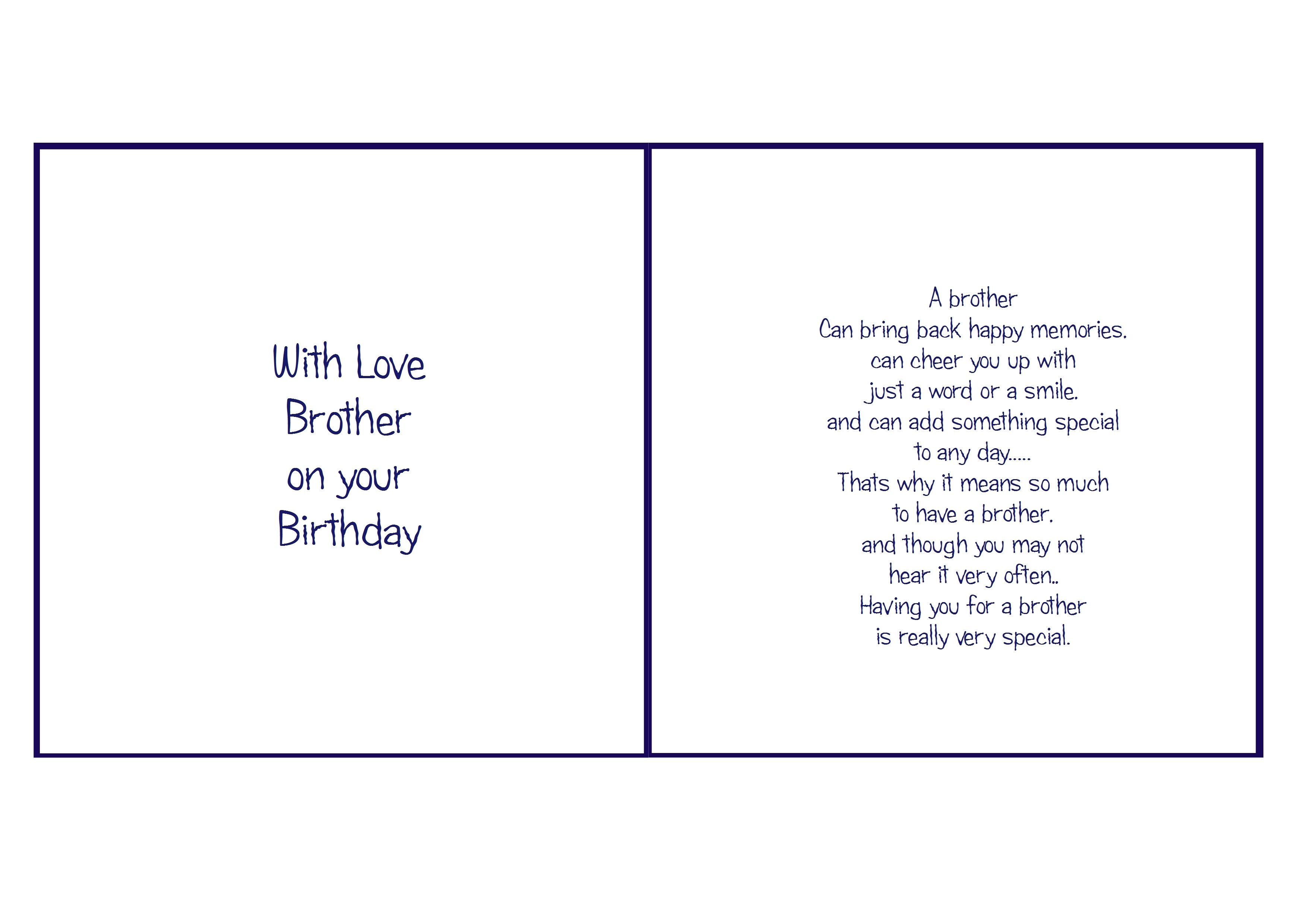 6X6 Brother Birthday | Card Verses | Christmas Card Verses, Birthday - Free Printable Birthday Cards For Brother