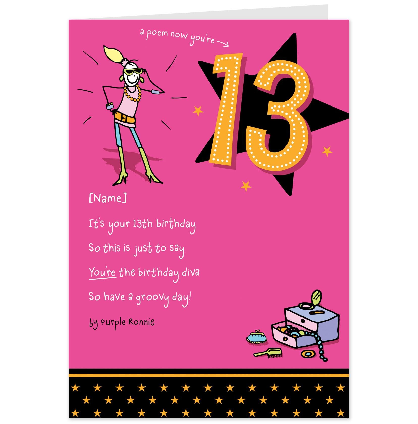 13Th Birthday Cards Printable Free Free Printable