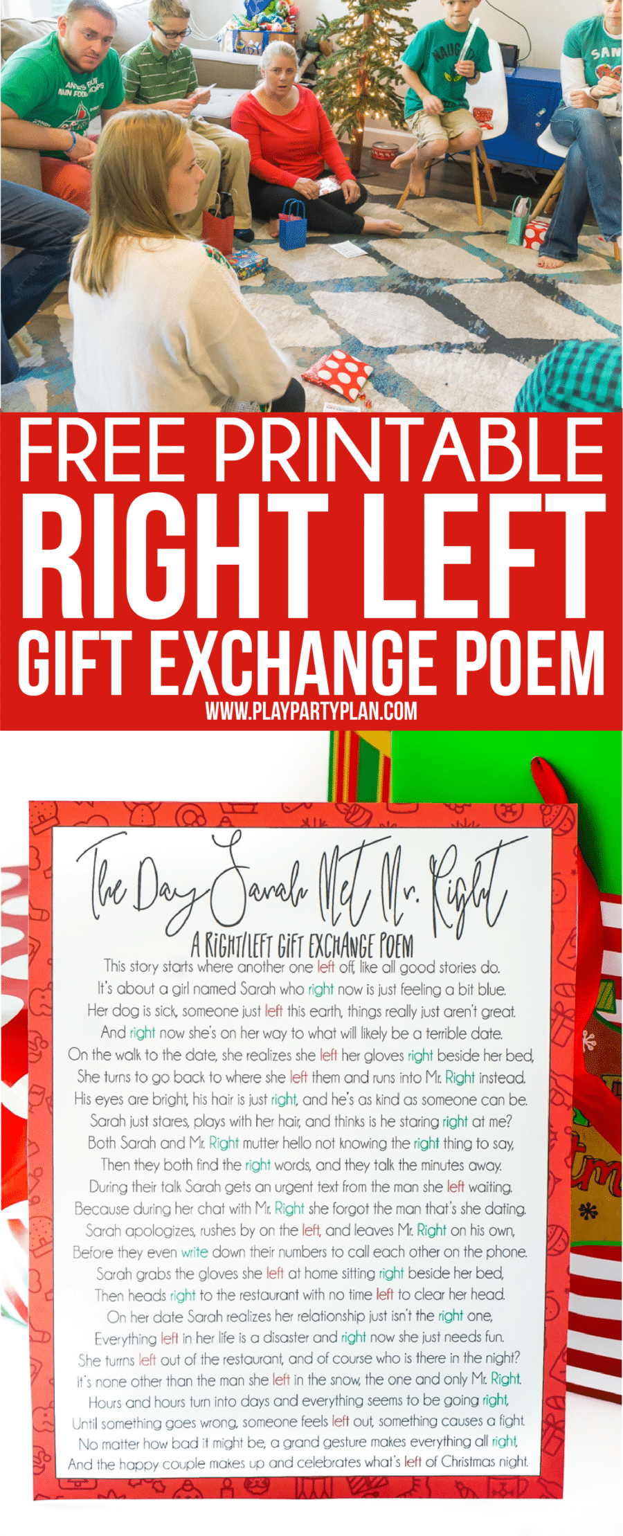 A Hilarious Left Right Christmas Poem &amp;amp; Gift Game - Play Party Plan - Free Printable Left Right Game