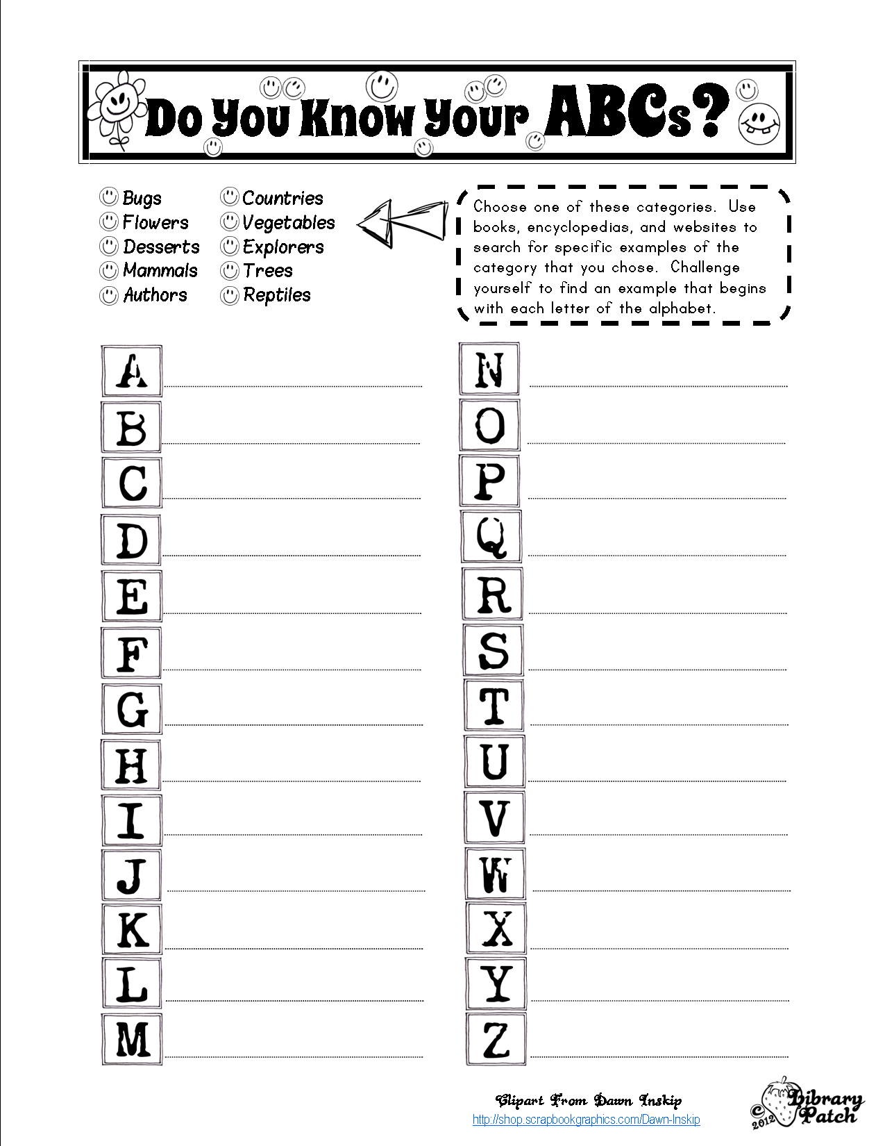 Abc Research Page | Literacy Teaching Resources | Elementary School - Free Printable Library Skills Worksheets