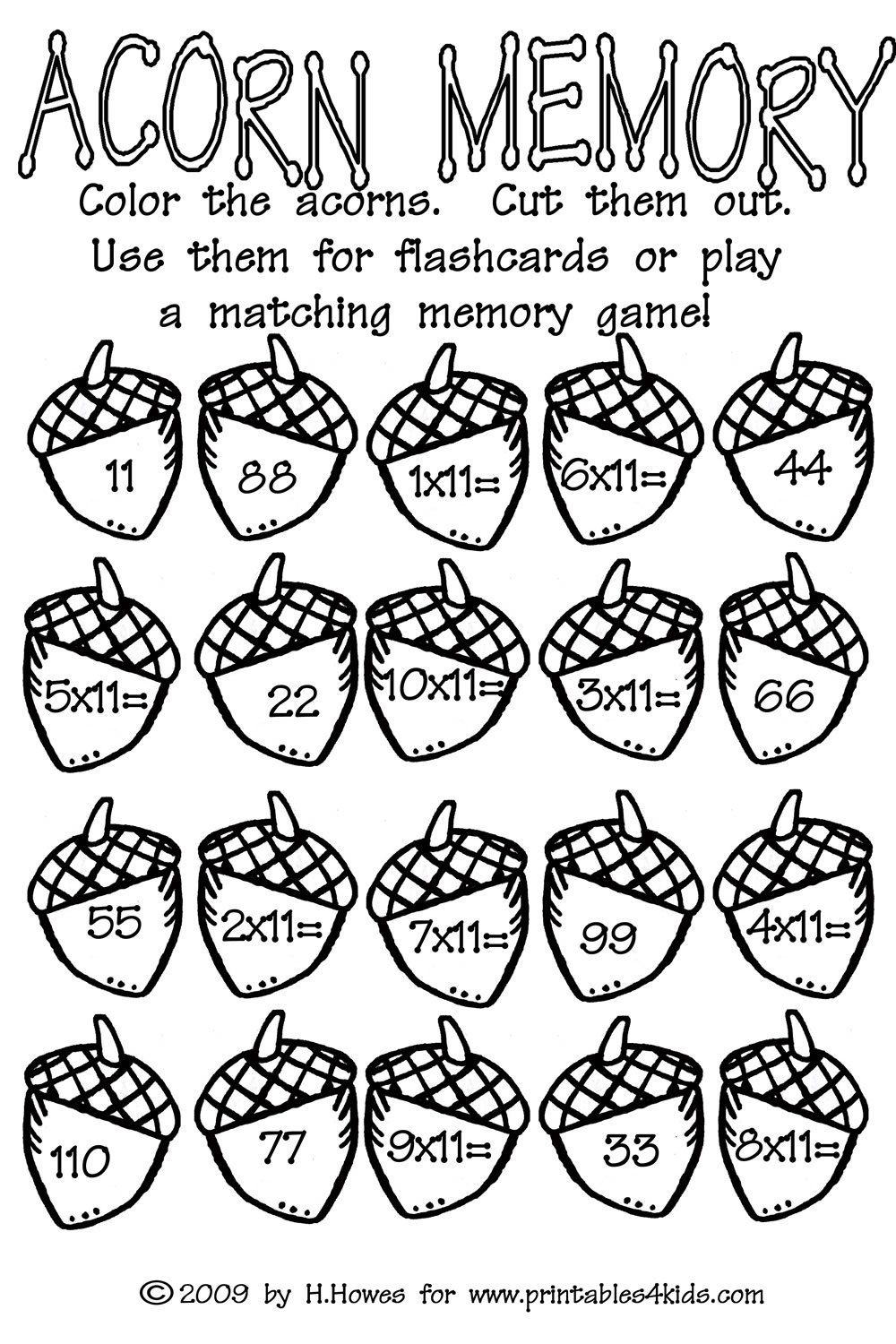 Multiplication Fall Worksheet