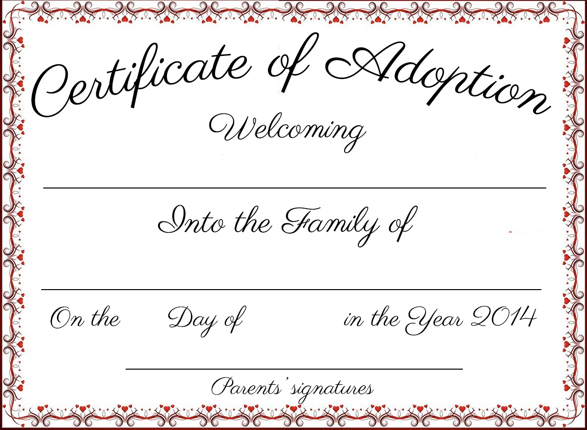 Free Printable Adoption Certificate Free Printable