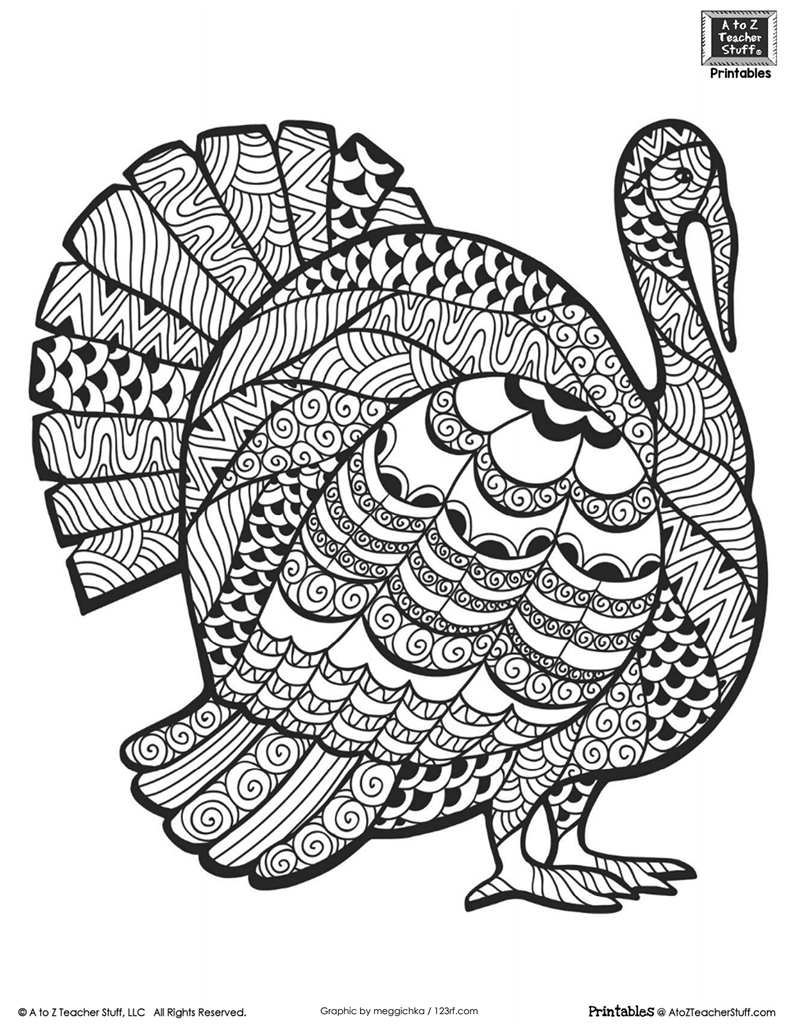 Advanced Coloring Page For Older Students Or Adults: Thanksgiving - Free Printable Coloring Sheets Thanksgiving