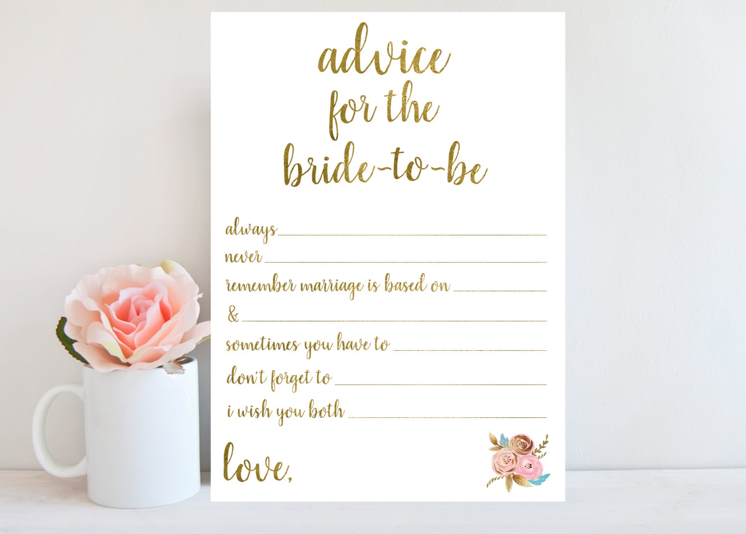 Advice For Bride-To-Be Bridal Shower Advice Cards Printable | Etsy - Free Printable Bridal Shower Advice Cards