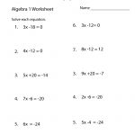 Algebra 1 Practice Worksheet Printable | Algebra Worksheets   Free Printable Algebra Worksheets With Answers