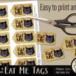 Alice In Wonderland Cheshire Cat Eat Me Printable Tags   Free Printable Alice In Wonderland Eat Me Tags