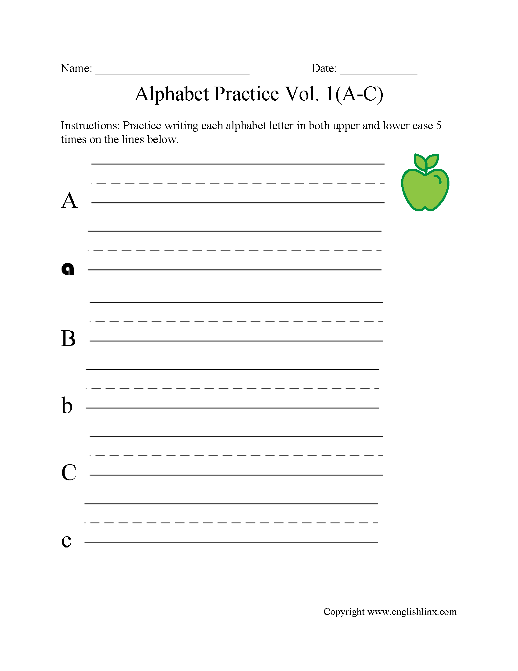 Alphabet Worksheets | Writing The Alphabet Worksheets - Free Printable Alphabet Worksheets For Grade 1