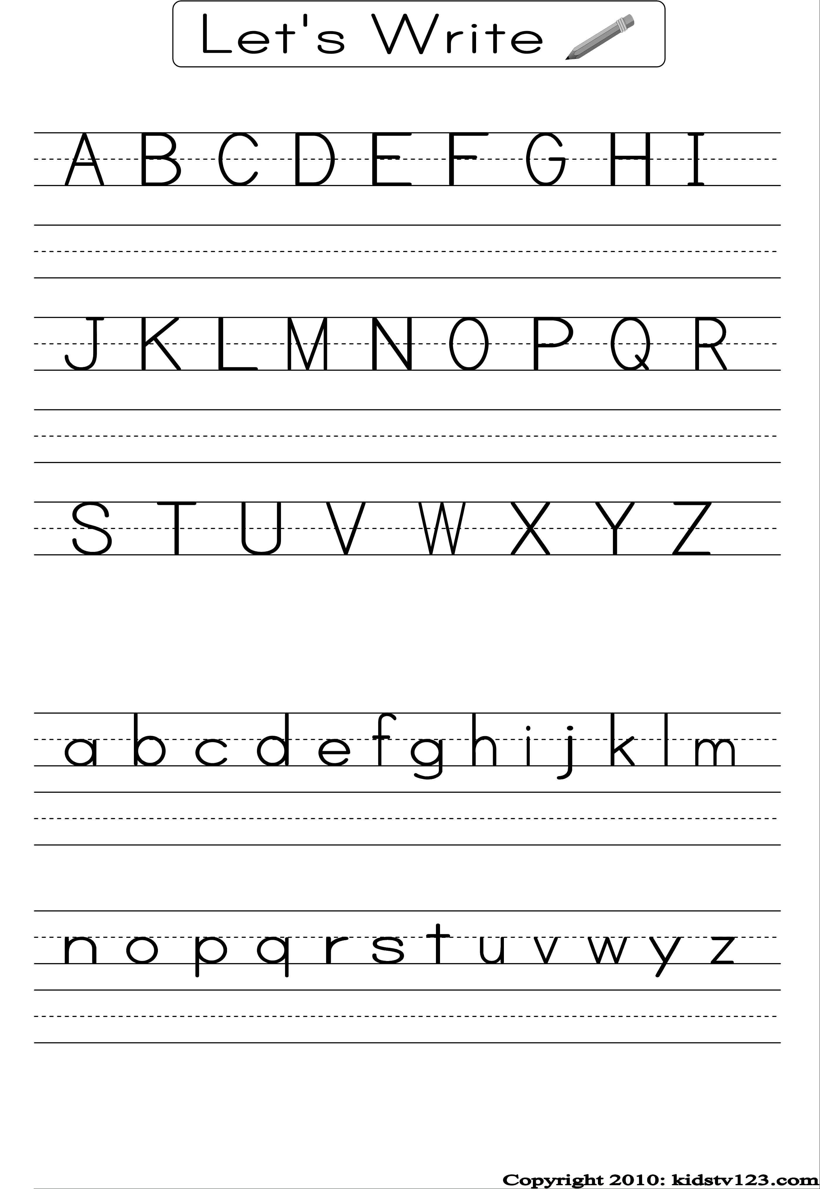 Alphabet Writing Practice Sheet | Edu-Fun | Alphabet Worksheets - Free Printable Handwriting Sheets For Kindergarten