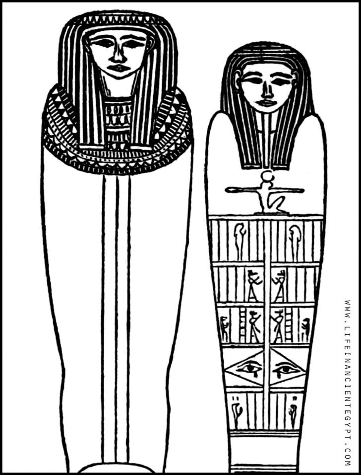 Ancient Egypt Sarcophagus Coloring Page Man And Woman Married Mummy