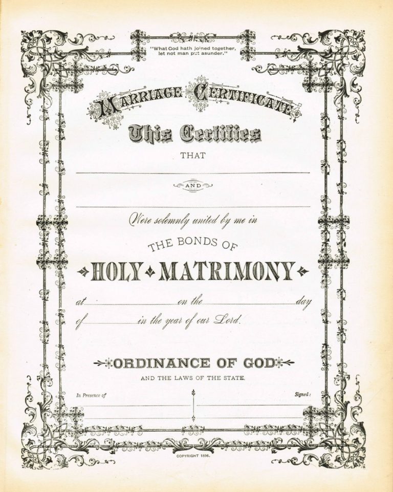 Antique Certificate Of Marriage Printable English Wedding Project