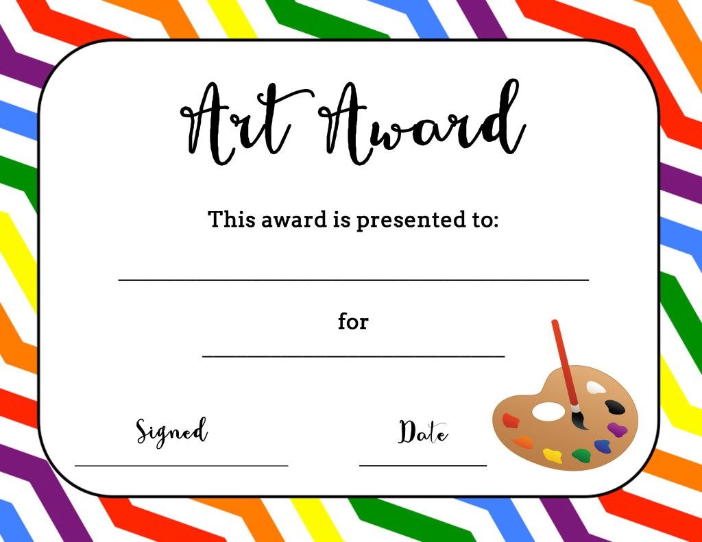 Art Award Certificate (Free Printable) | Art | Elementary Art, Free - Free Printable Camp Certificates