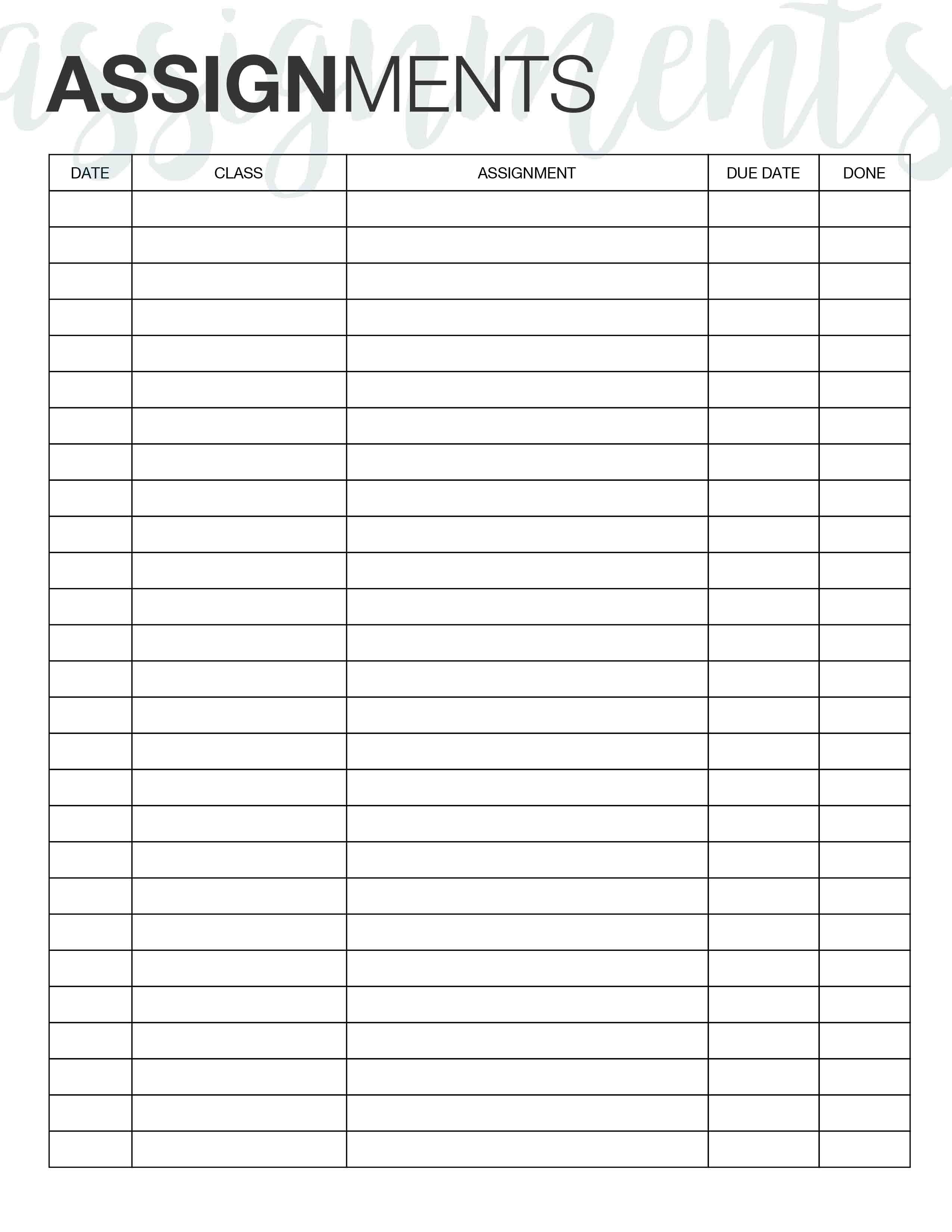 Assignment Tracker. Here&amp;#039;s A Simple Free Printable That You Can Use - Free Printable Daily Assignment Sheets