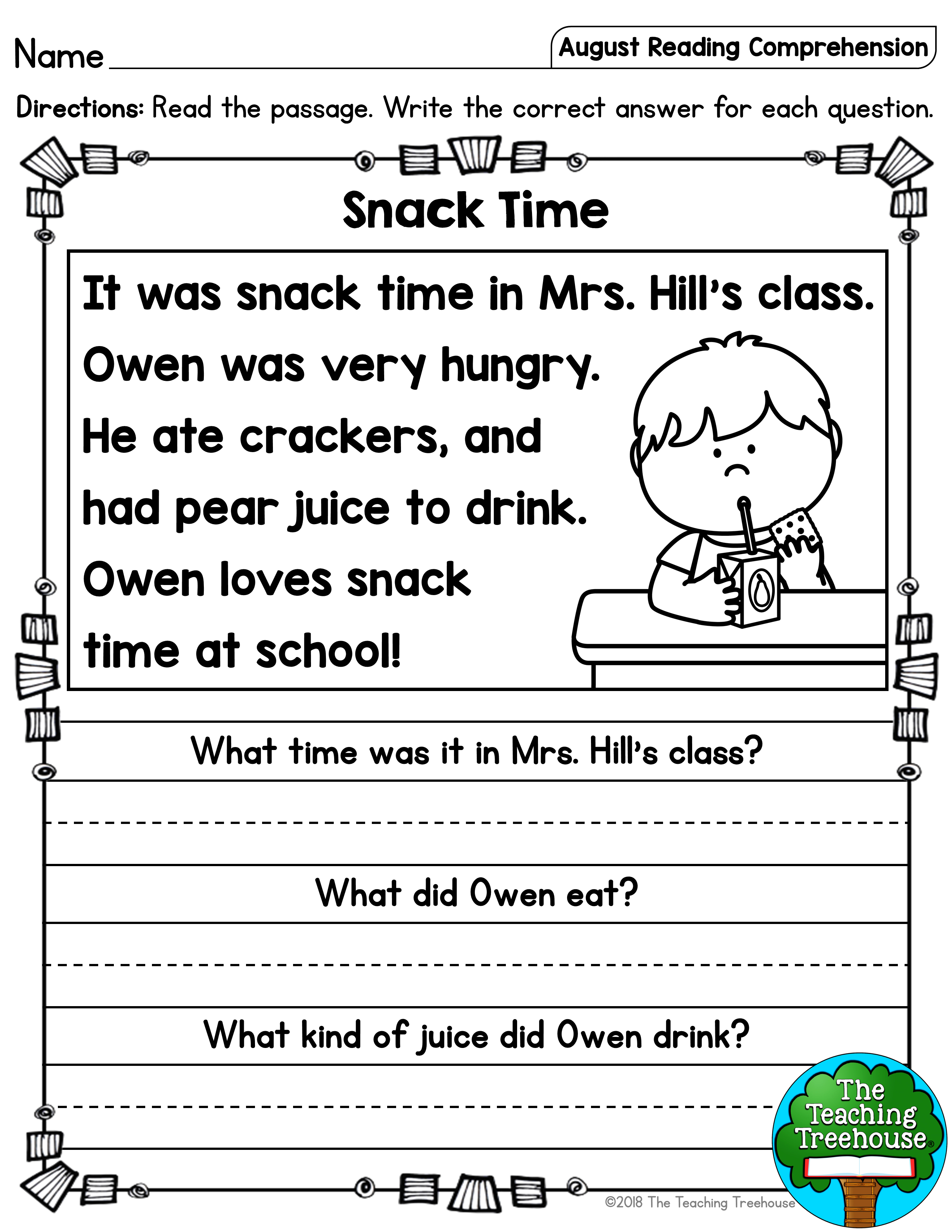 reading worksheets for kindergarten free