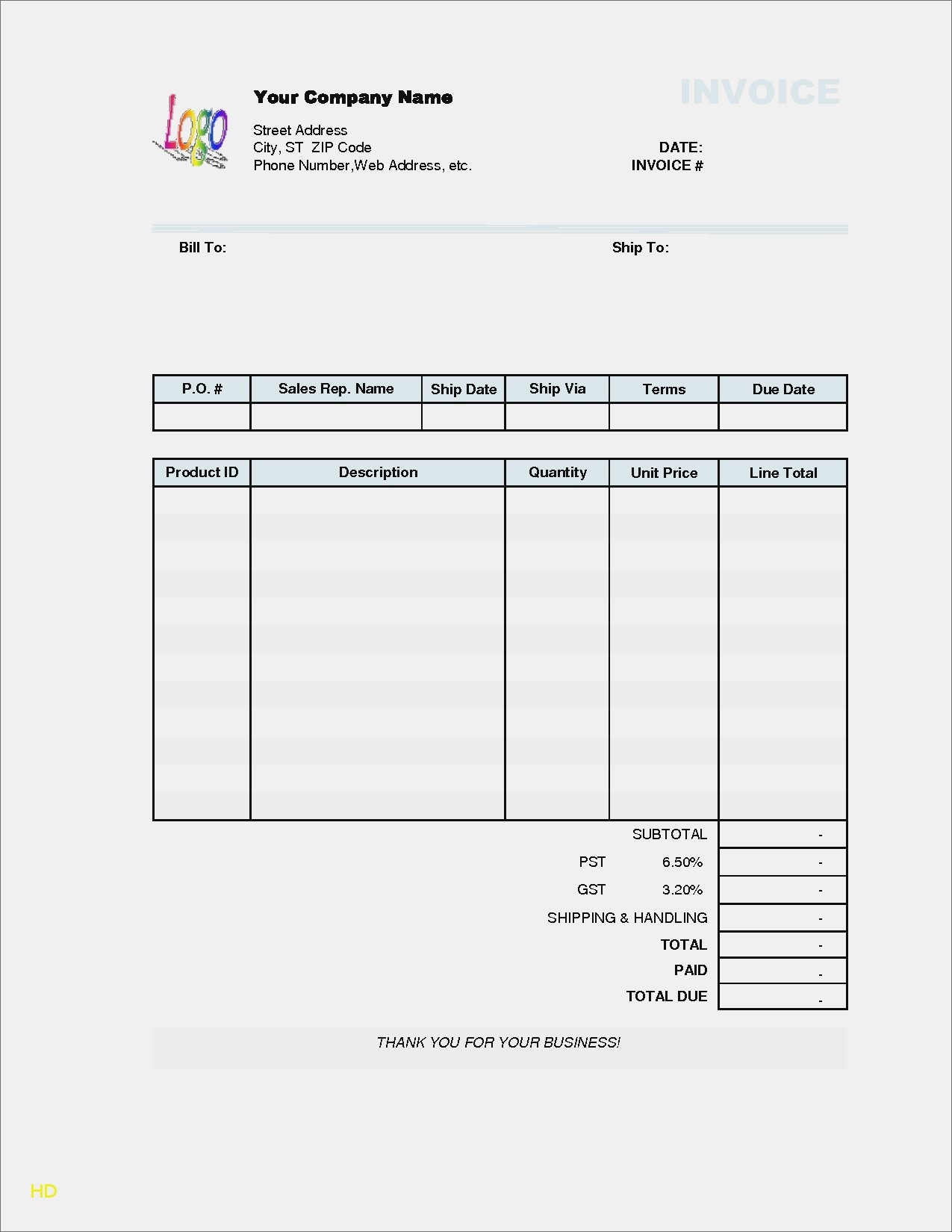 Car Service Invoice Template Free Download