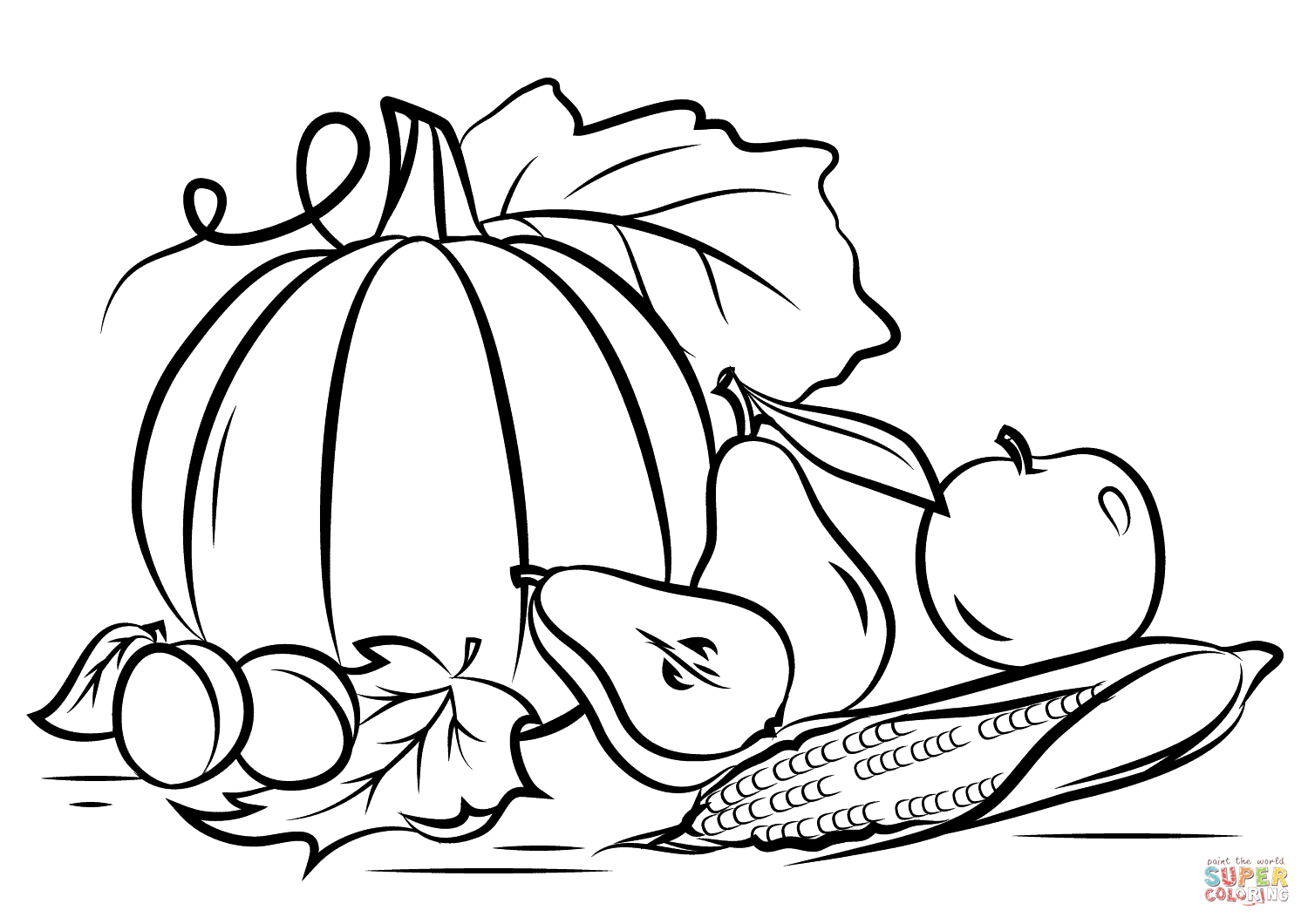 Autumn Harvest Coloring Page | Free Printable Coloring Pages - Fall Printable Coloring Pages Free