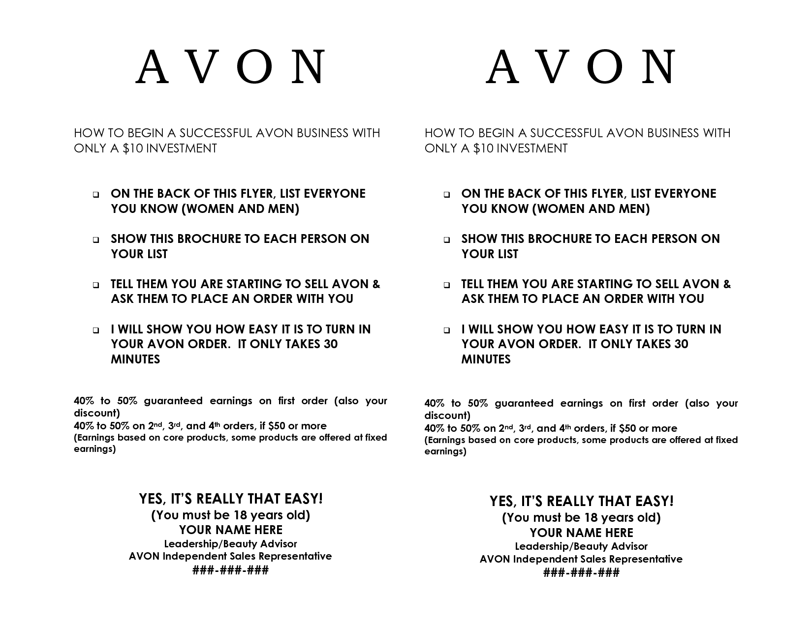 Printable Avon Flyers