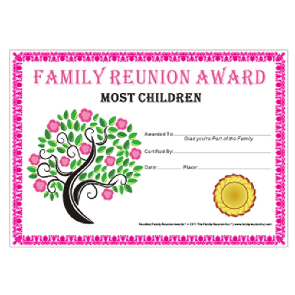 Award Certificates Archives - Family Reunion Hut - Reunion Basics - Free Printable Family Reunion Awards