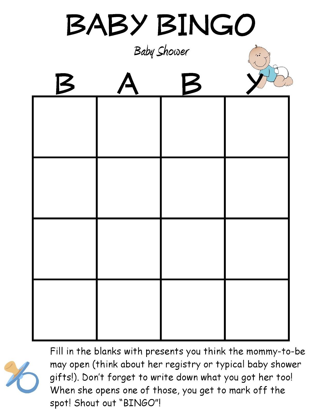 Baby Boy Shower Glamorous Baby Shower Bingo Blank Free | Nursing - Free Printable Baby Shower Bingo Blank Cards
