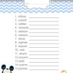Baby Mickey Mouse Baby Shower Games   Word Scramble $3.99 | Baby   Free Printable Mickey Mouse Baby Shower Games