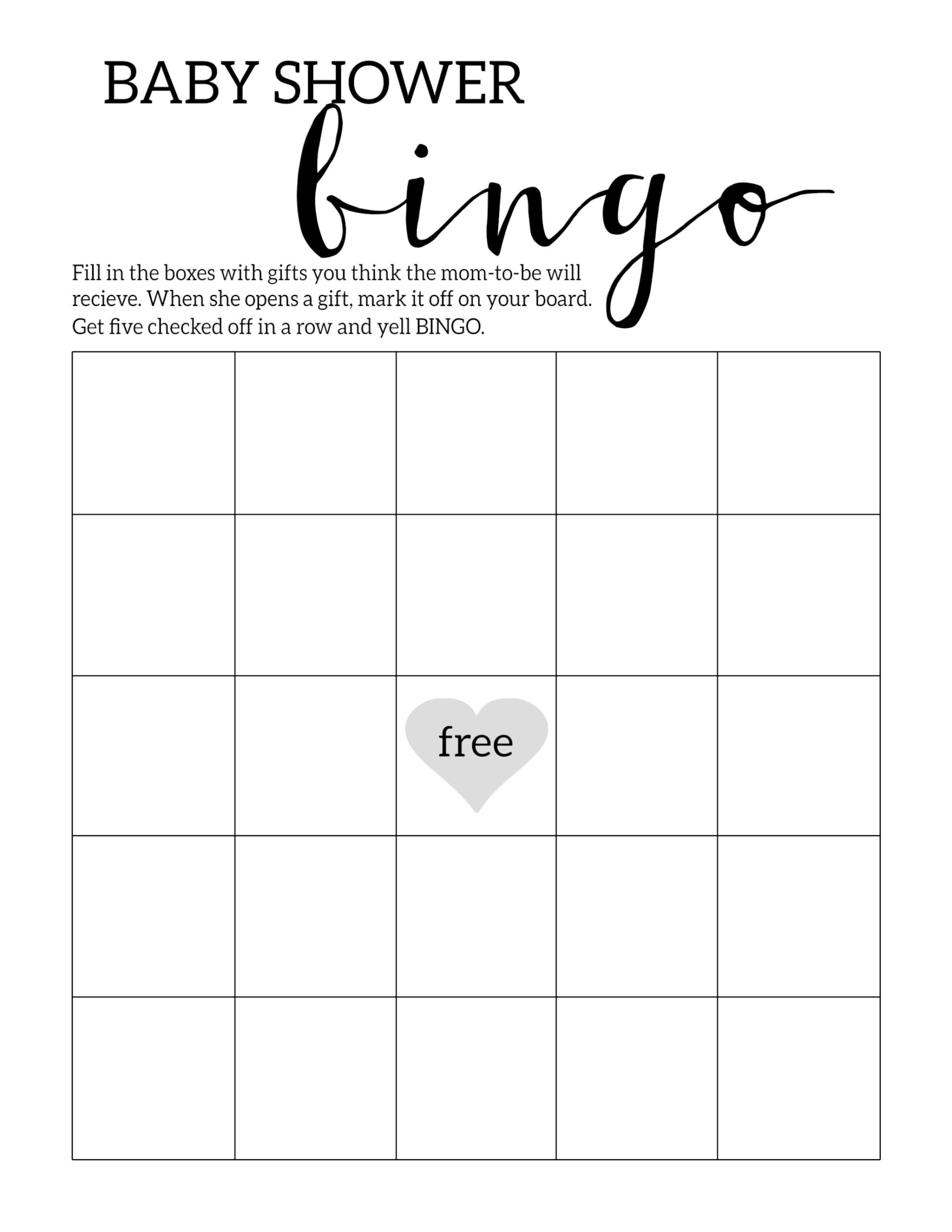 Baby Shower Bingo Printable Cards Template - Paper Trail Design - Printable Bingo Template Free