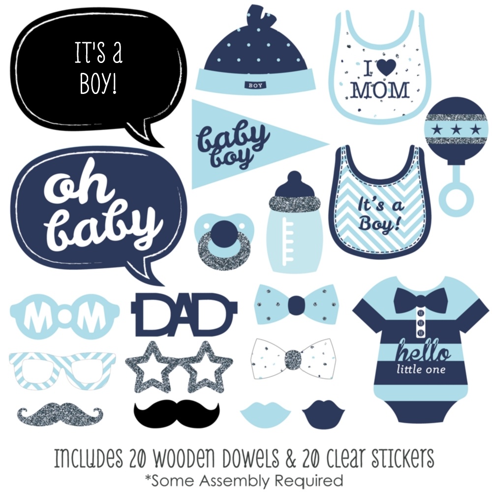 Baby Shower. Free Printable Baby Shower Photo Booth Props: Photo - Free Printable Boy Baby Shower Photo Booth Props